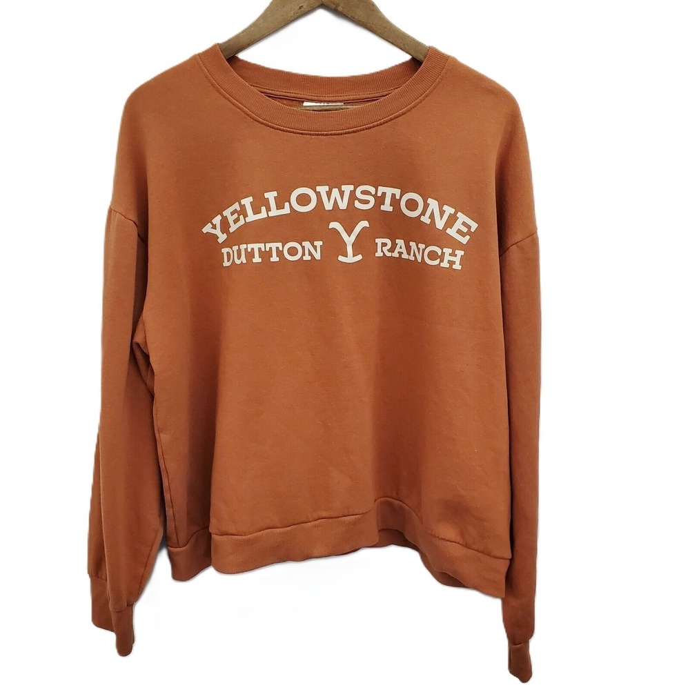 Yellowstone‎ Dutton Ranch M Sweatshirt Pullover Crewneck Rust Western Graphic